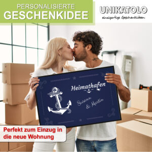 Unikatolo Fußmatte Anker Heimathafen mit Name personalisiert