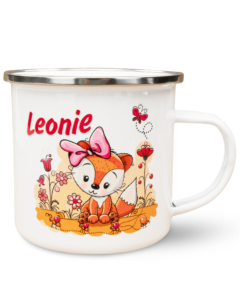 Unikatolo Emaille Tasse Name personalisiert Motiv Fuchs Mädchen