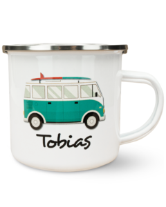 Unikatolo Emaille Tasse mit Name personalisiert Motiv Van Bus