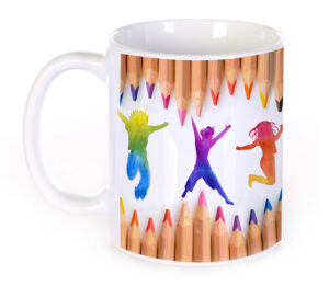 Unikatolo Tasse mit Name personalisiert Motiv Buntstifte