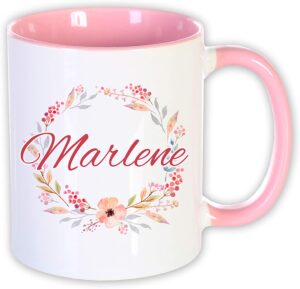 Unikatolo Tasse mit Name personalisiert Motiv Blumen