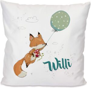 Unikatolo Kissen Motiv Fuchs mit Name personalisiert
