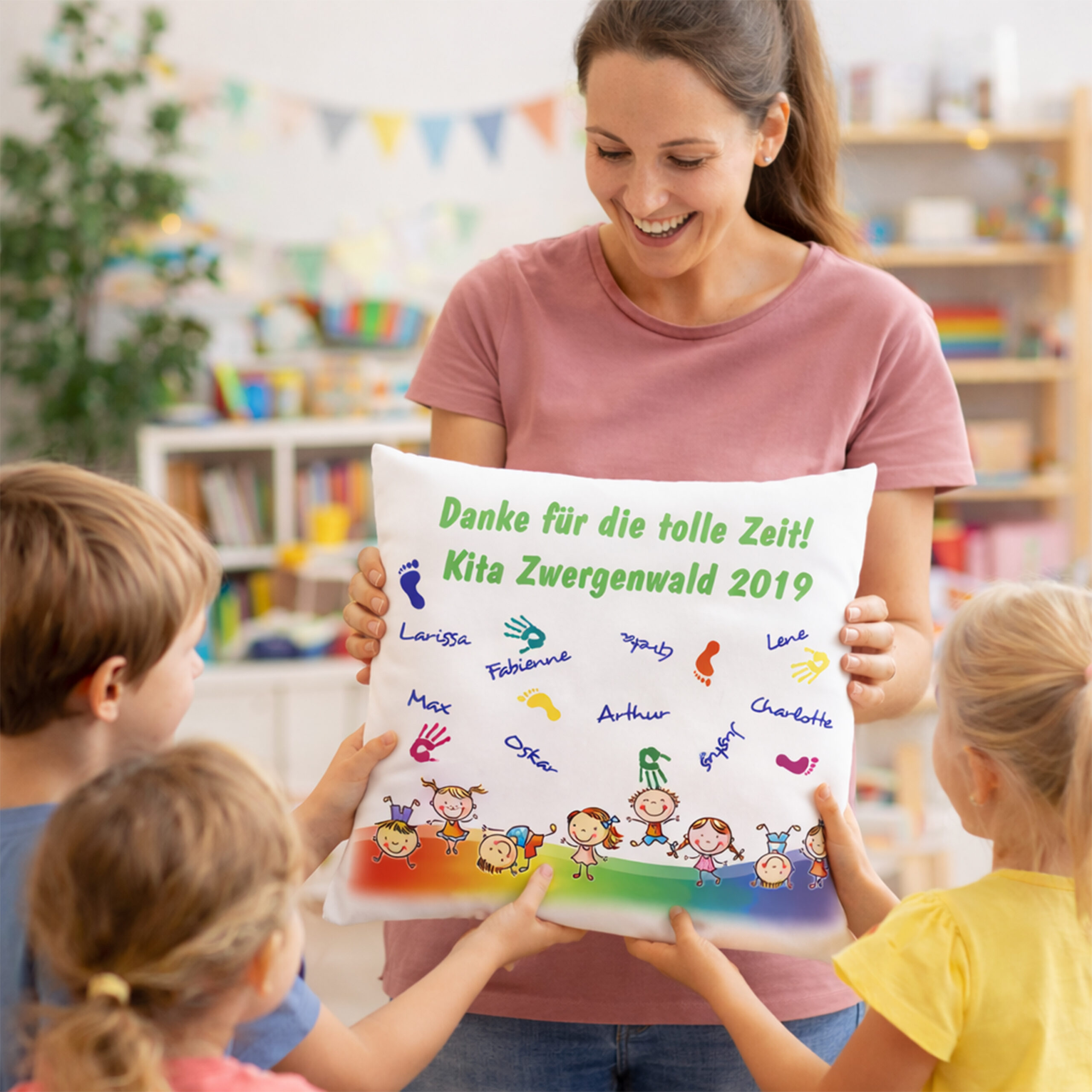 Unikatolo Kissen Kita Abschiedsgeschenk mit Namen personalisiert