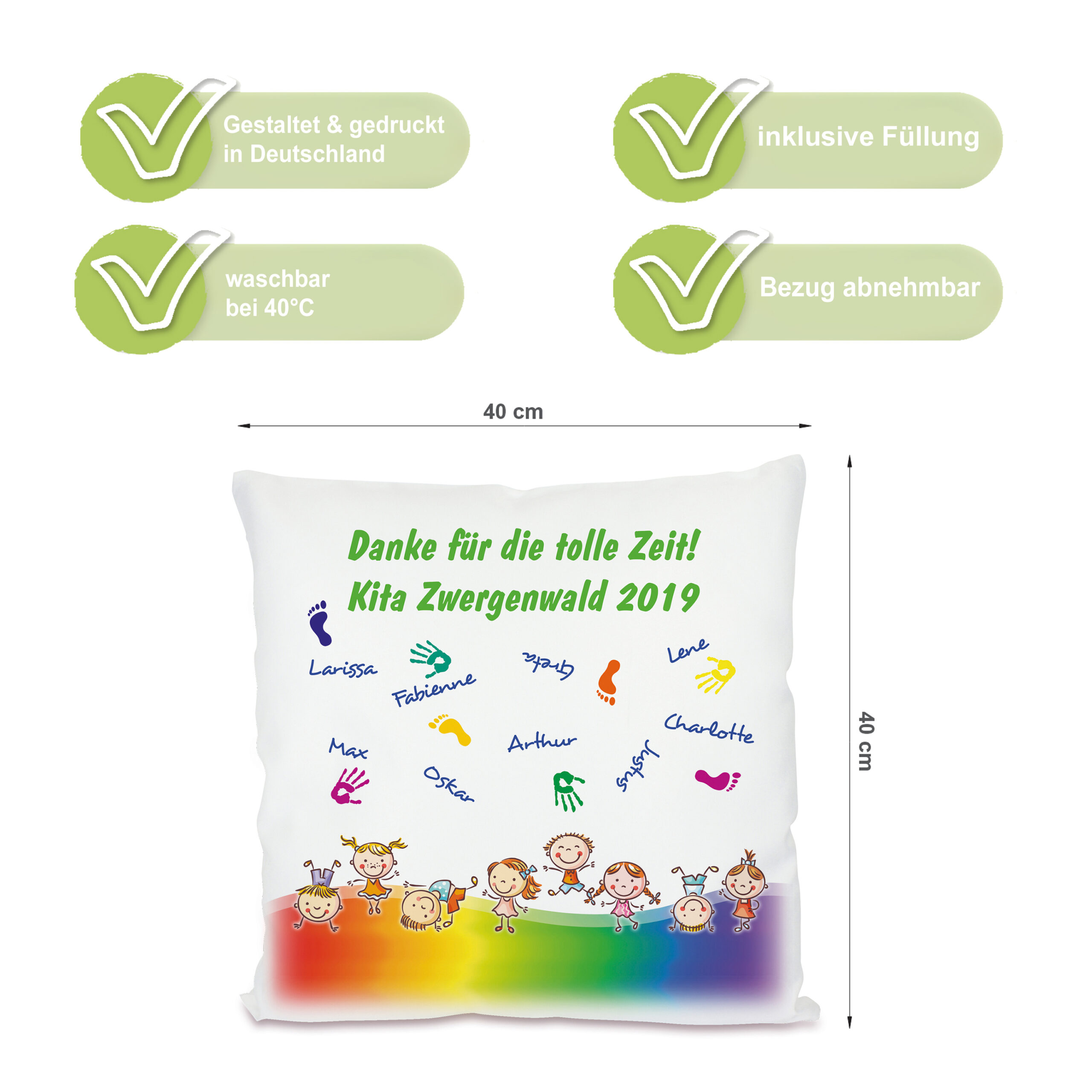 Unikatolo Kissen Kita Abschiedsgeschenk mit Namen personalisiert