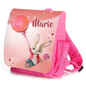 Unikatolo Kinderrucksack Hase mit Name | Pink
