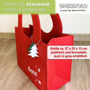 Filztasche Weihnachten rot grau