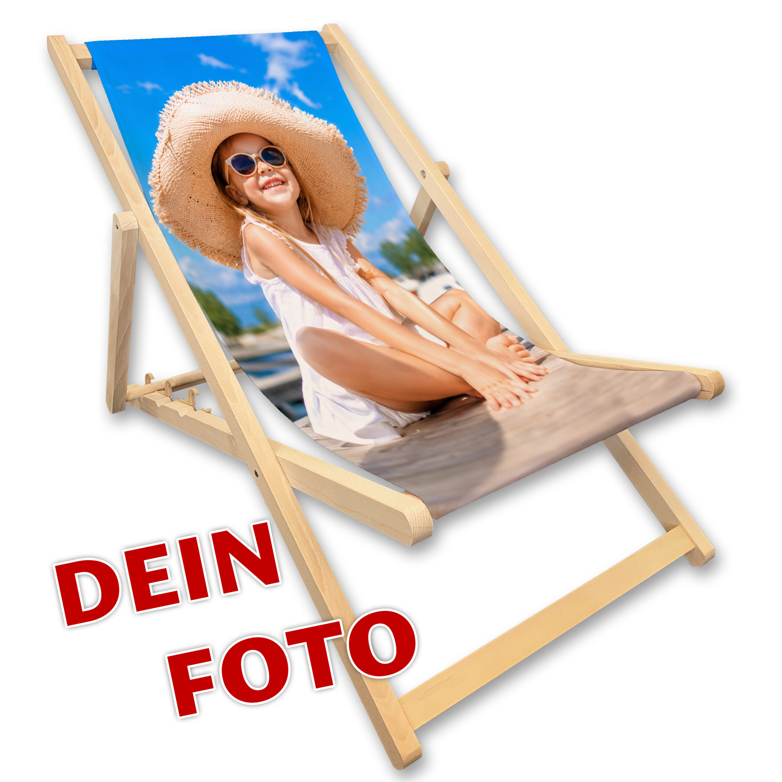 Liegestuhl mit Foto oder Logo