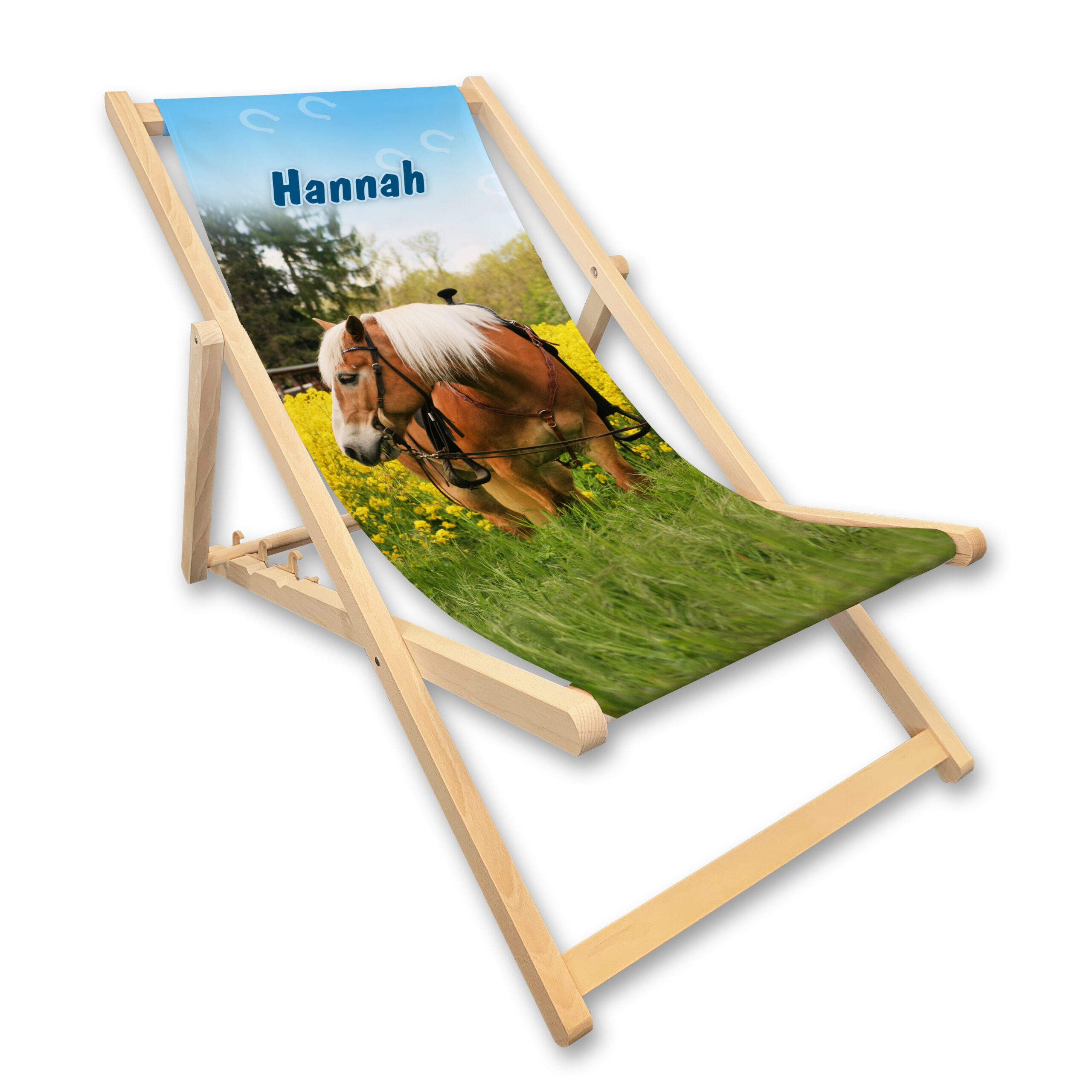 Liegestuhl Pferd mit Name personalisiert