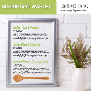 Schriftart Kochlöffel Gravur