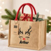 Unikatolo Jutetasche Rentier mit Name personalisiert