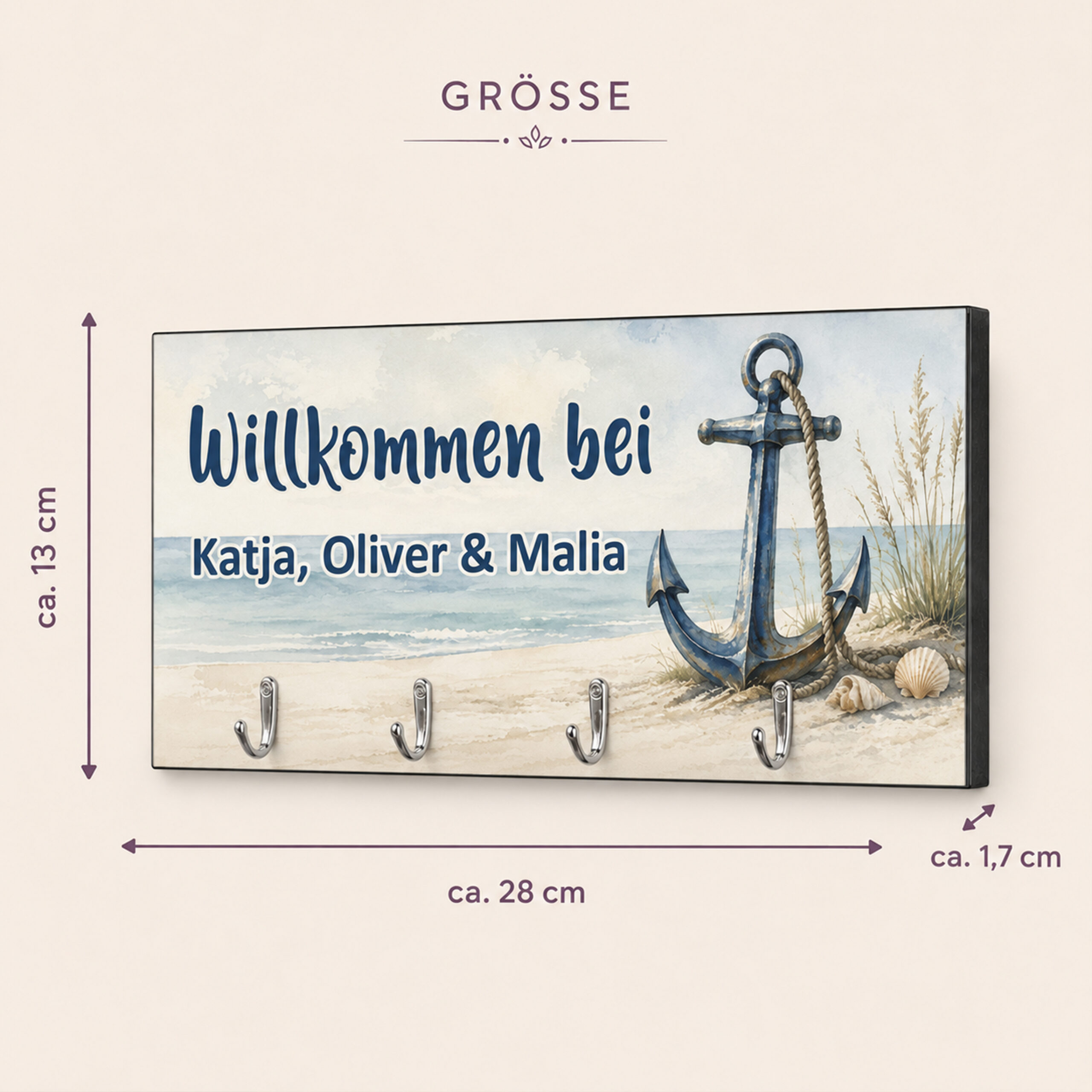 Schlüsselbrett Anker Name personalisiert Schlüsselbrett Anker Name personalisiert
