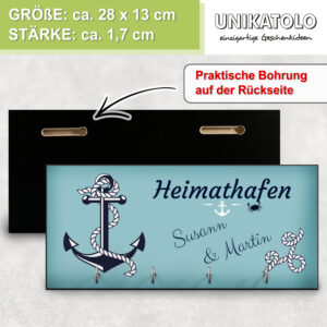 Schlüsselbrett Anker Name personalisiert