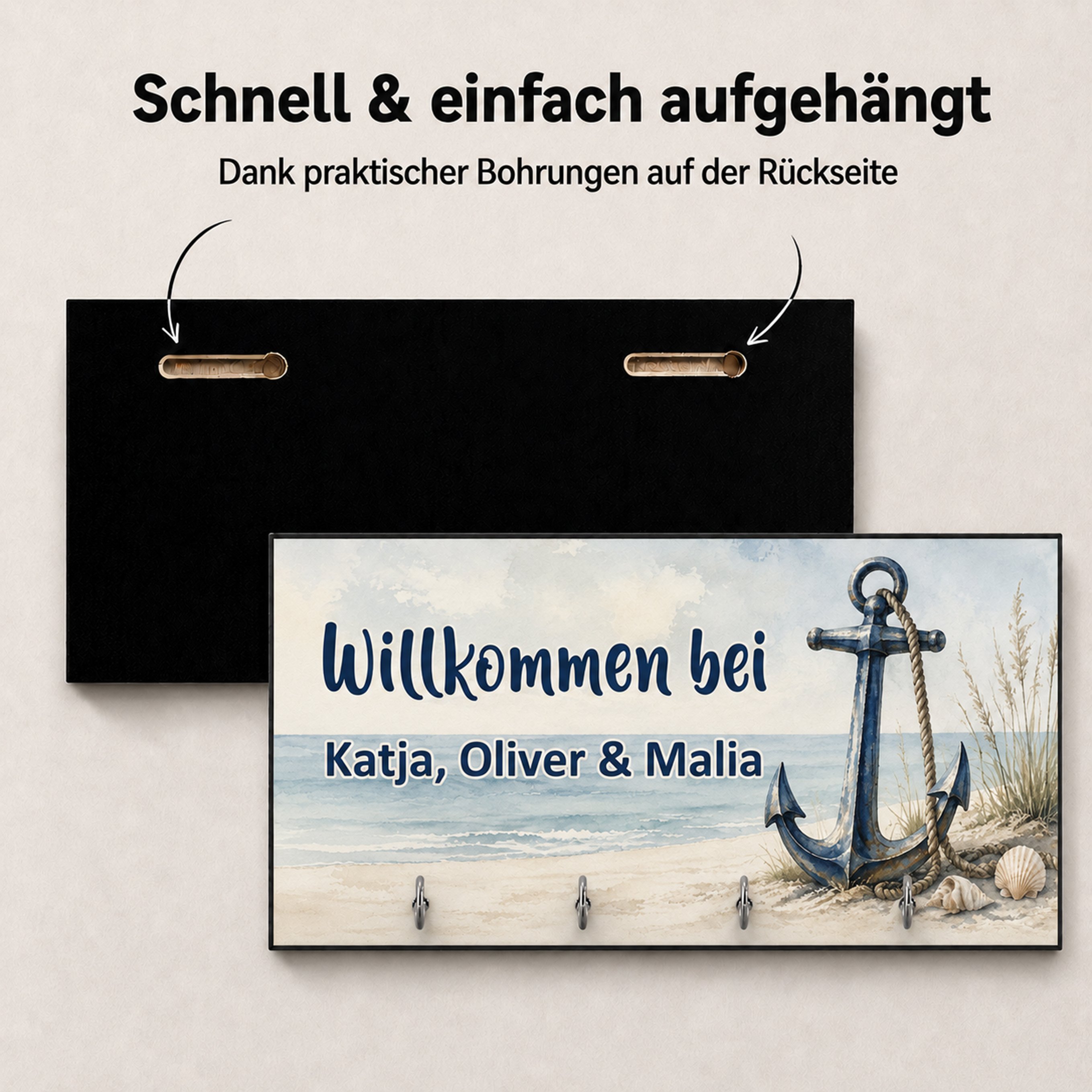 Schlüsselbrett Anker Name personalisiert