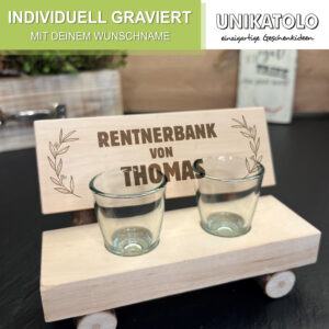 Schnapsbank Rentnerbank mit Name personalisiert