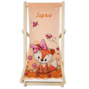 Kinder-Liegestuhl Fuchs orange mit Name personalisiert