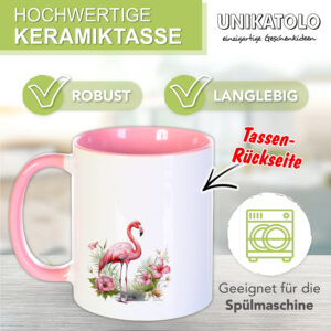 Unikatolo Tasse Schulkind Flamingo mit Name personalisiert pink