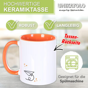 Unikatolo Tasse Schulkind Fuchs und Name personalisiert ORANGE