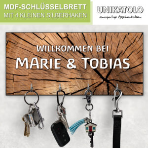 Unikatolo Schlüsselbrett Holz Optik mit Name personalisiert