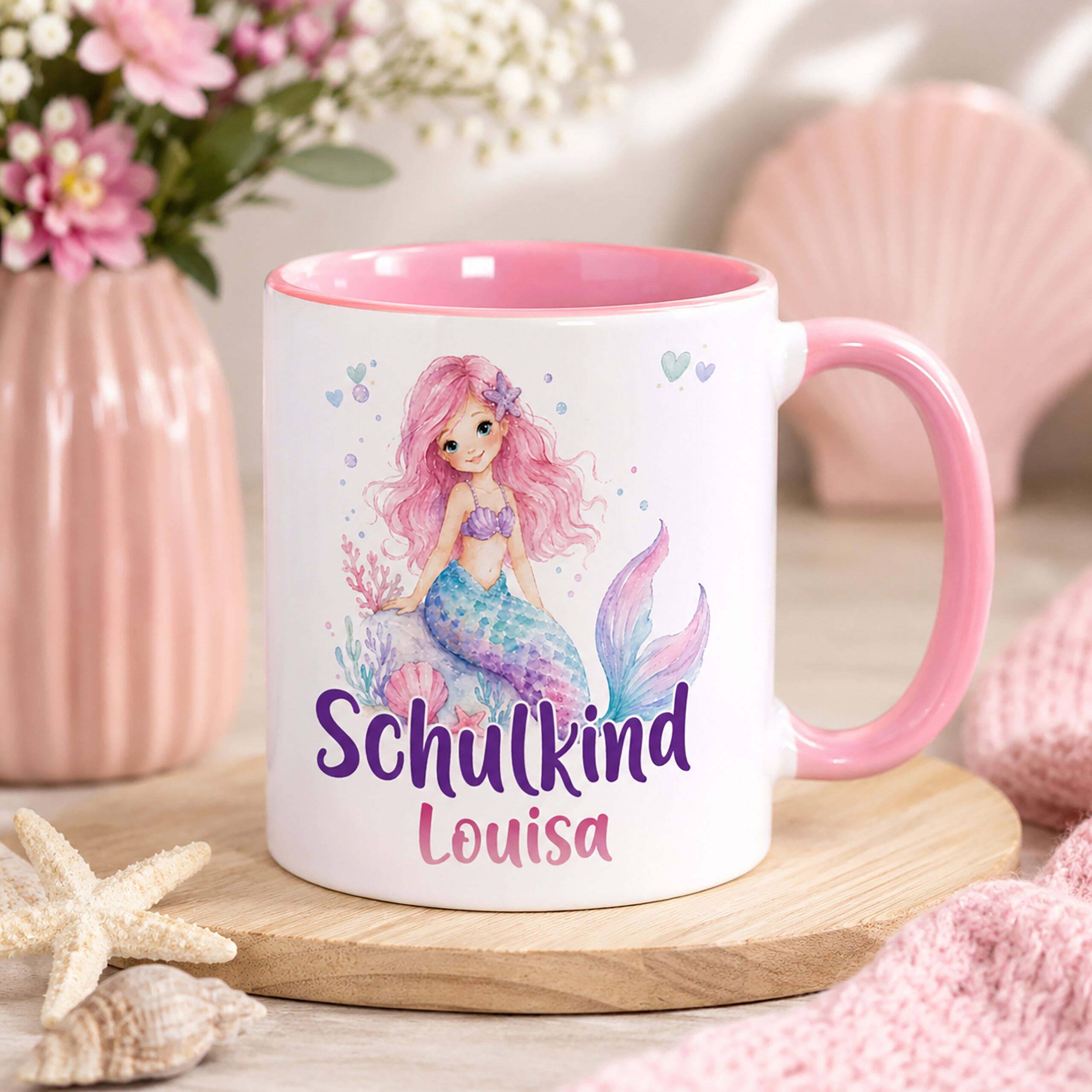 Unikatolo Tasse Schulkind Meerjungfrau mit Name personalisiert