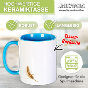 Unikatolo Tasse Schulkind Traktor und Name personalisiert BLAU