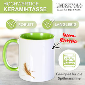 Unikatolo Tasse Schulkind Traktor und Name personalisiert grün