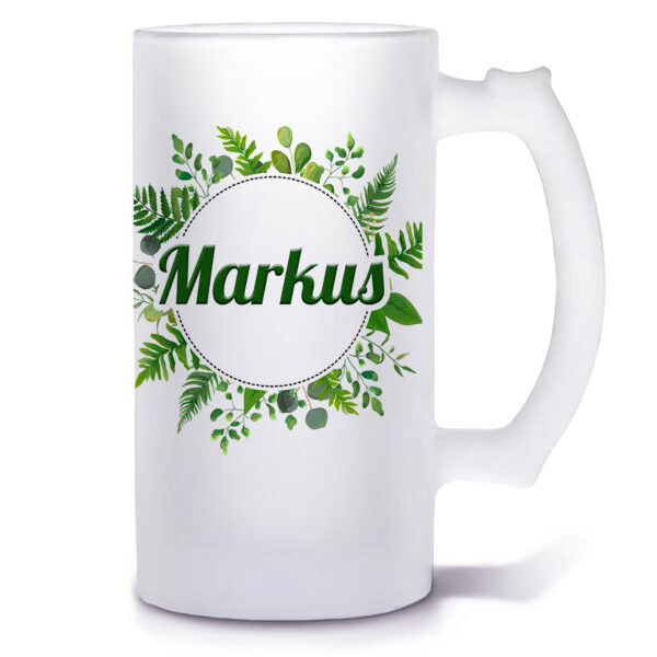 Unikatolo Bierkrug mit Name personalisiert - Blätter