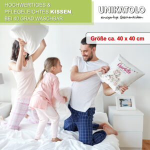 Personalisiertes Kissen mit Einhorn zur Geburt mit Geburtsdaten