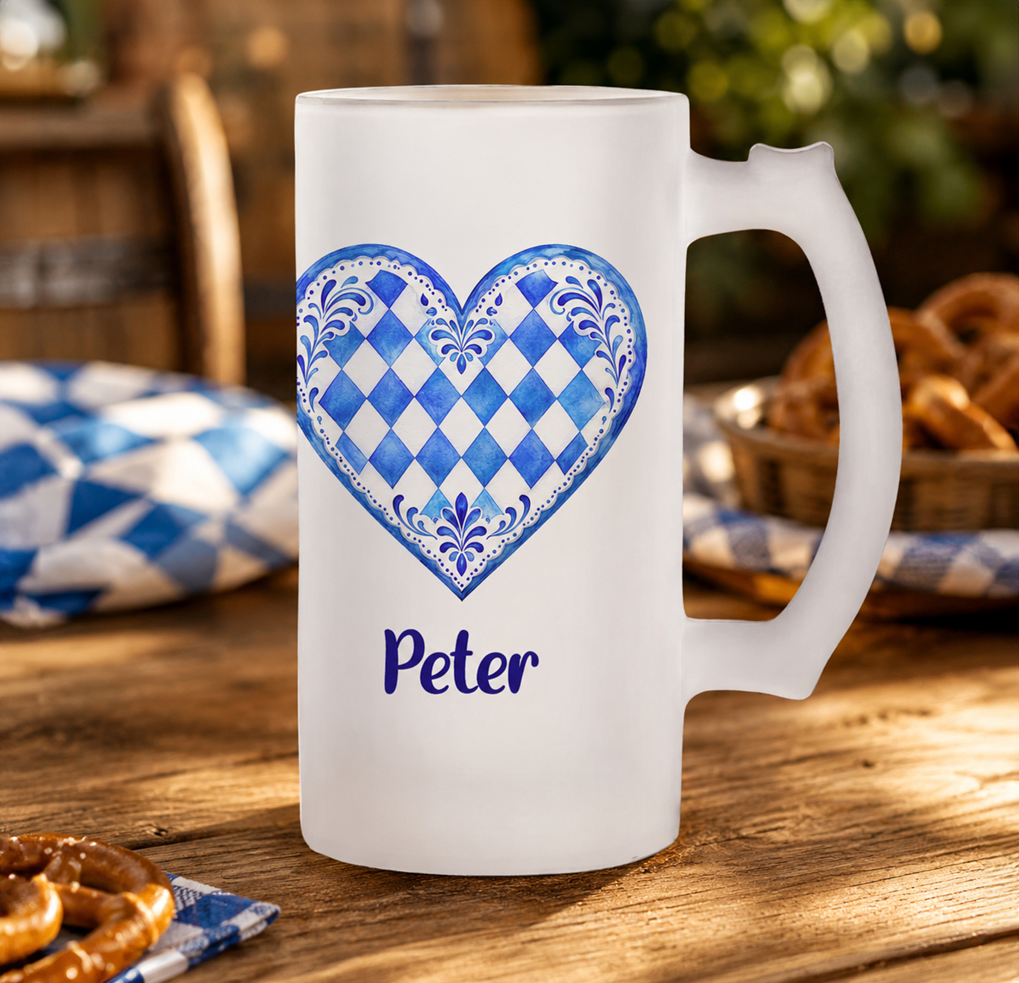 Unikatolo Bierkrug mit Name personalisiert - Bayern Herz