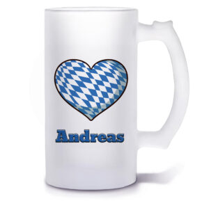 Unikatolo Bierkrug mit Name personalisiert - Bayern Herz