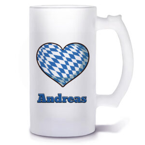 Unikatolo Bierkrug mit Name personalisiert - Bayern Herz