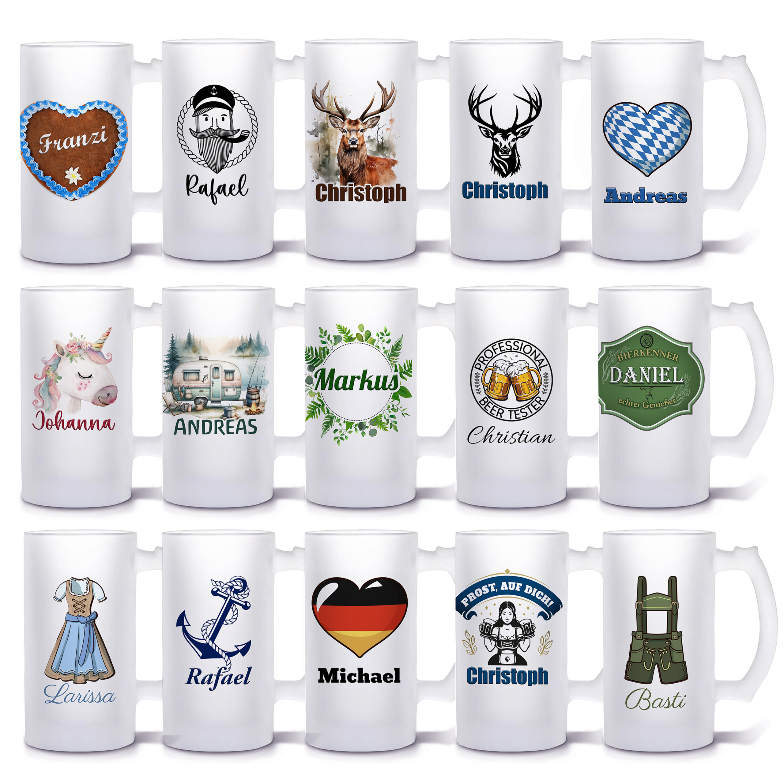 Unikatolo Bierkrug mit Name personalisiert - verschiedene Motive