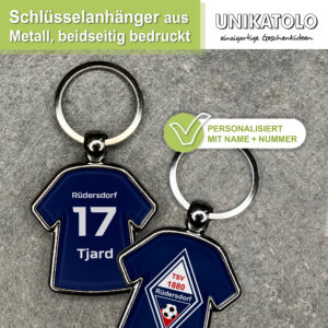 Schlüsselanhänger Trikot personalisiert mit Name und Nummer