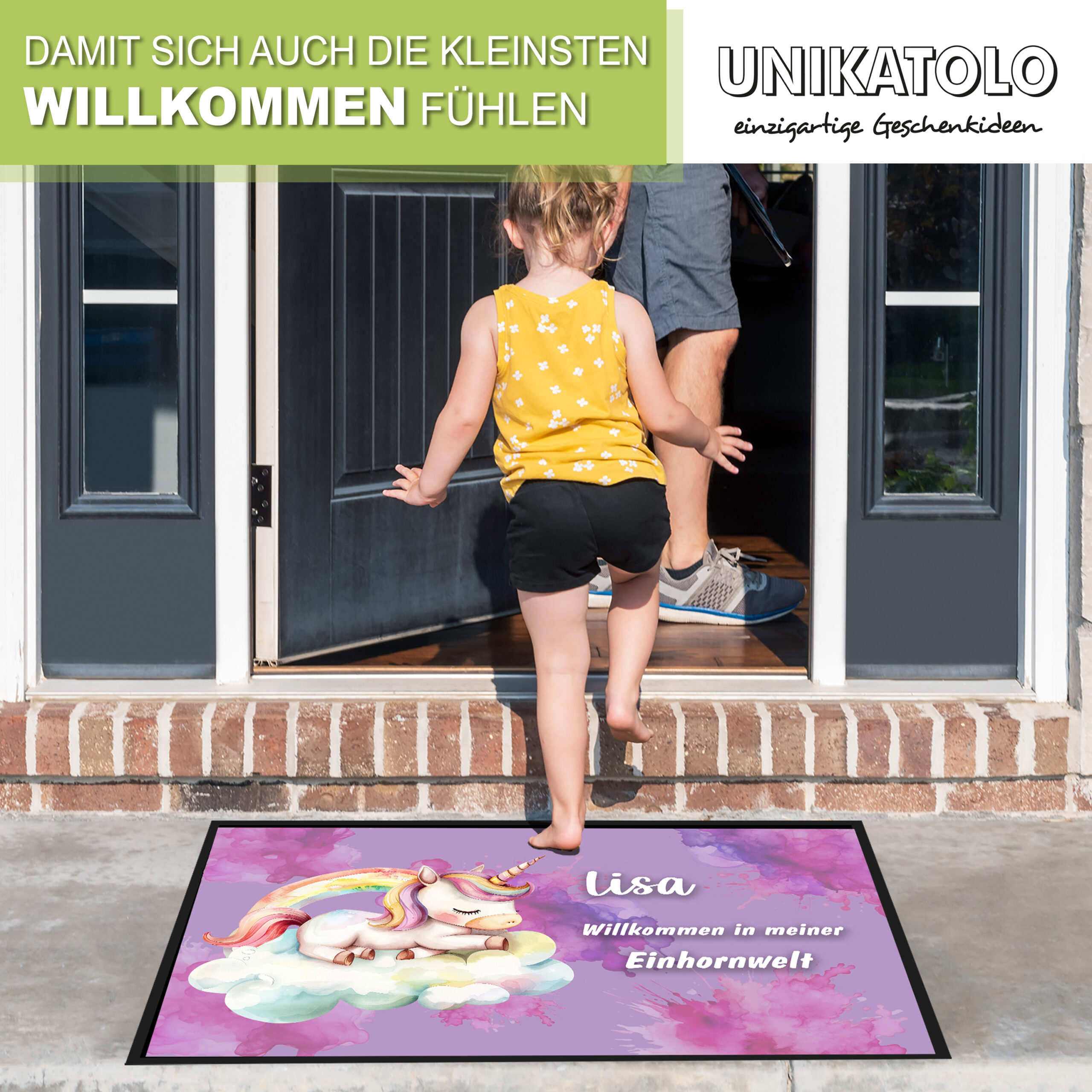 Unikatolo Fußmatte Dino mit Name personalisiert