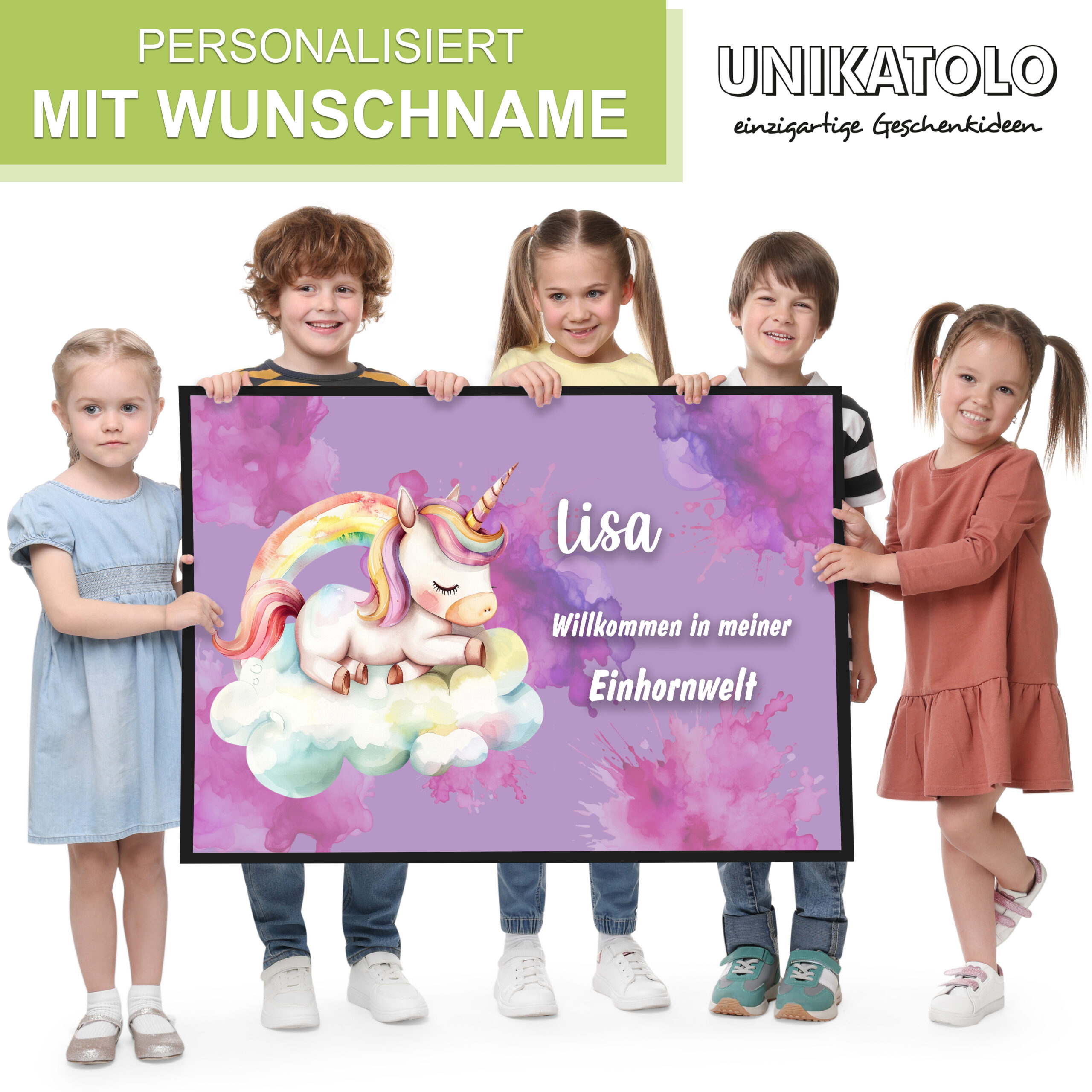 Unikatolo Fußmatte Dino mit Name personalisiert