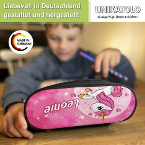 Unikatolo Federmappe Einhorn mit Name personalisiert pink