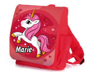 Unikatolo Kindergartenrucksack Einhorn mit Name | rot