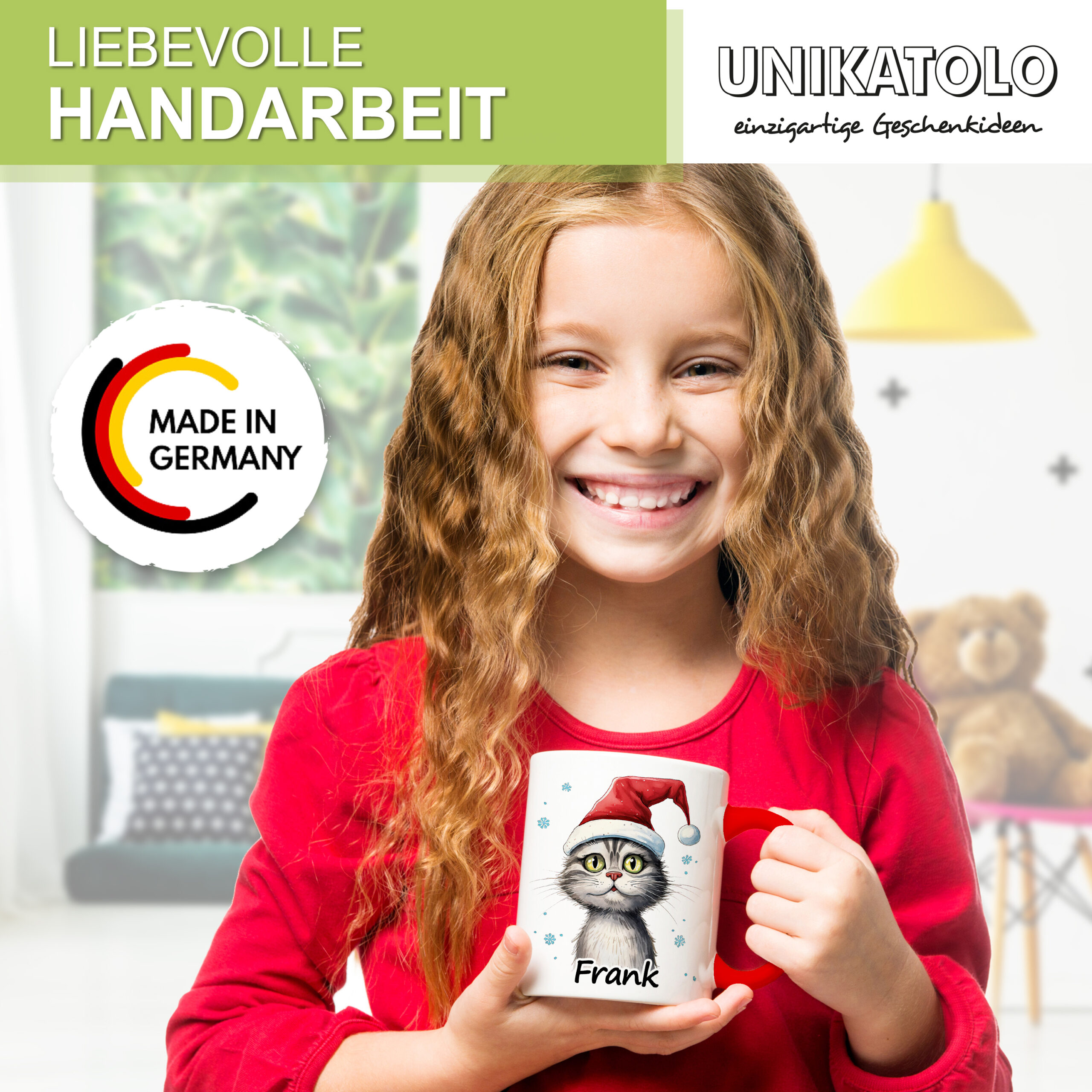 Unikatolo Weihnachtstasse mit Name personalisiert Katze 2 Unikatolo Weihnachtstasse mit Name personalisiert Katze 2