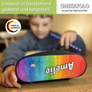 Unikatolo Federmäppchen Regenbogen mit Name personalisiert