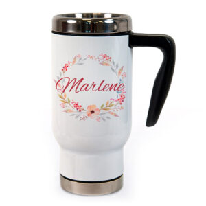 Unikatolo Thermobecher mit Name personalisiert | Blumenranke