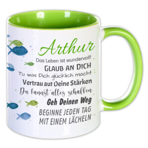 Unikatolo Tasse mit Name personalisiert Motiv Konfirmation | GRÜN