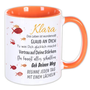 Unikatolo Tasse mit Name personalisiert Konfirmation | ORANGE