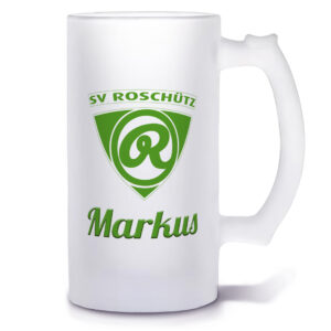 SV Roschütz Glasbierkrug mit Name personalisiert