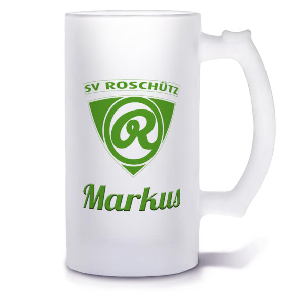 SV Roschütz Glasbierkrug mit Name personalisiert