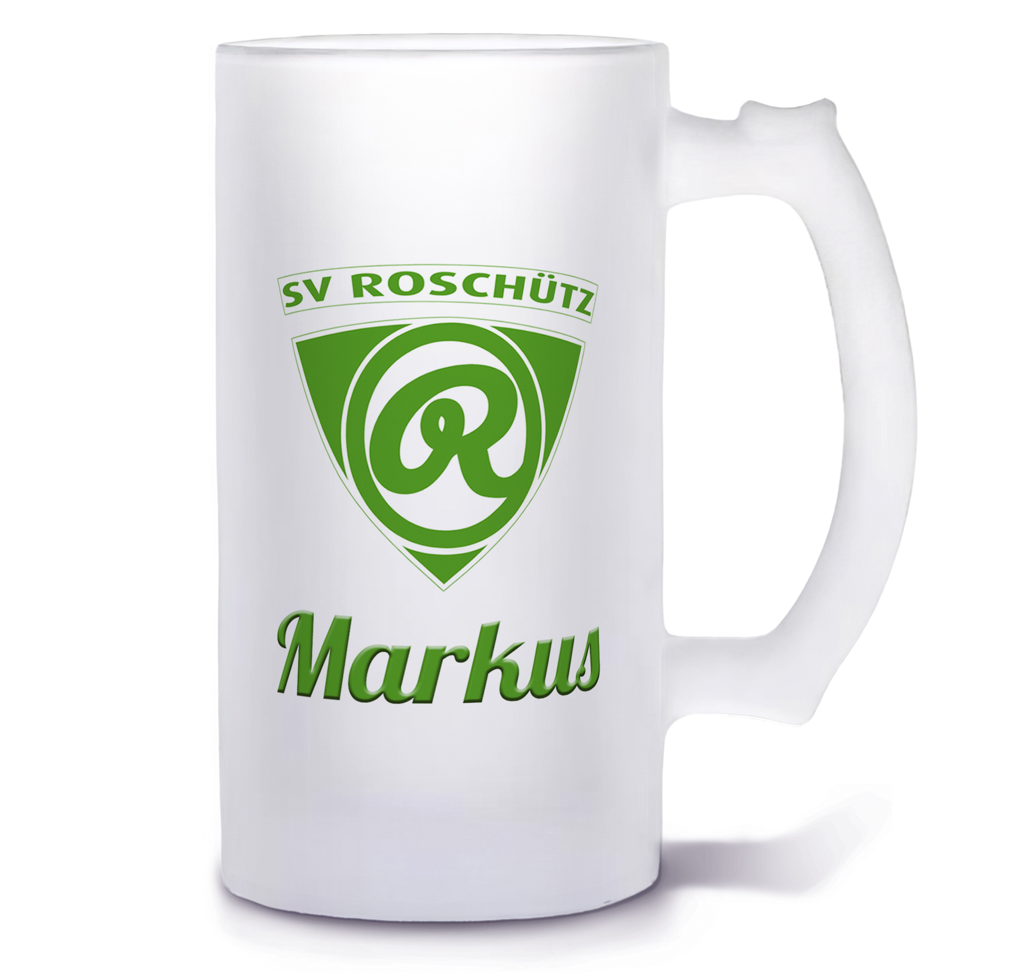 SV Roschütz Glasbierkrug mit Name personalisiert