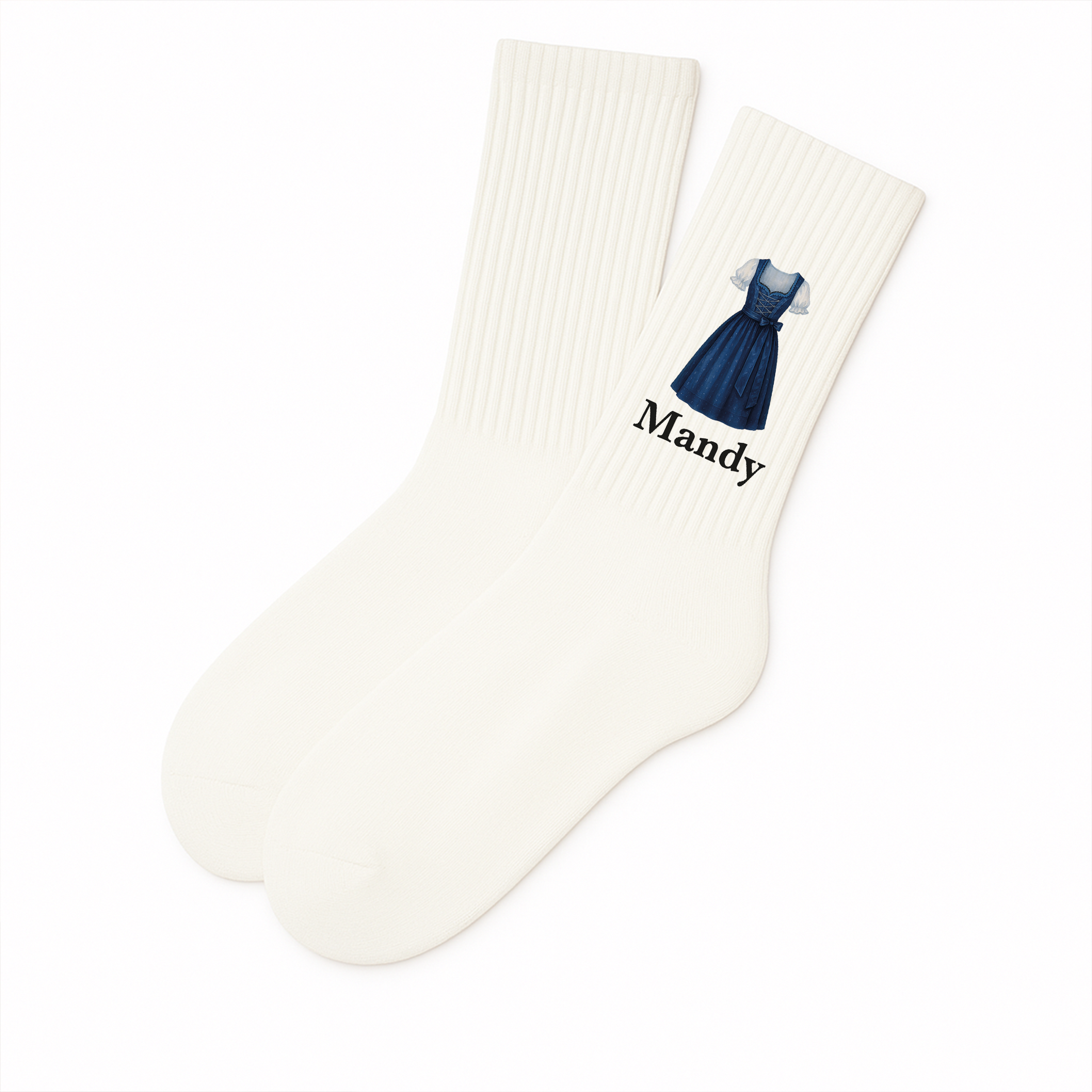 Oktoberfest-Socken mit Name personalisiert | Dirndl BLAU