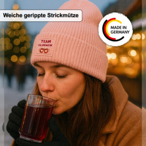 Unikatolo Wintermütze Team Glühwein bedruckt rosa