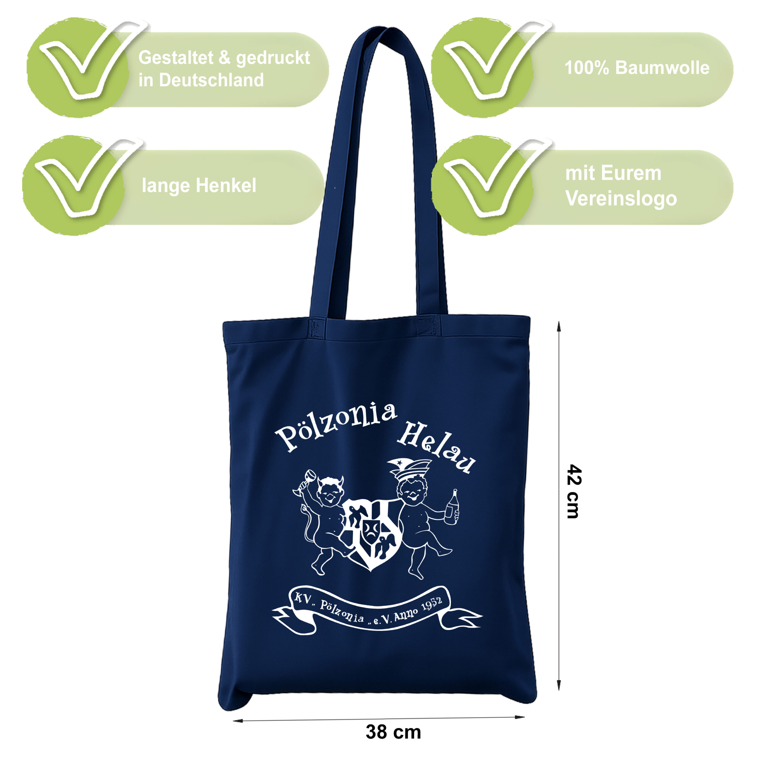 KVP Baumwollbeutel dunkelblau mit Logo bedruckt