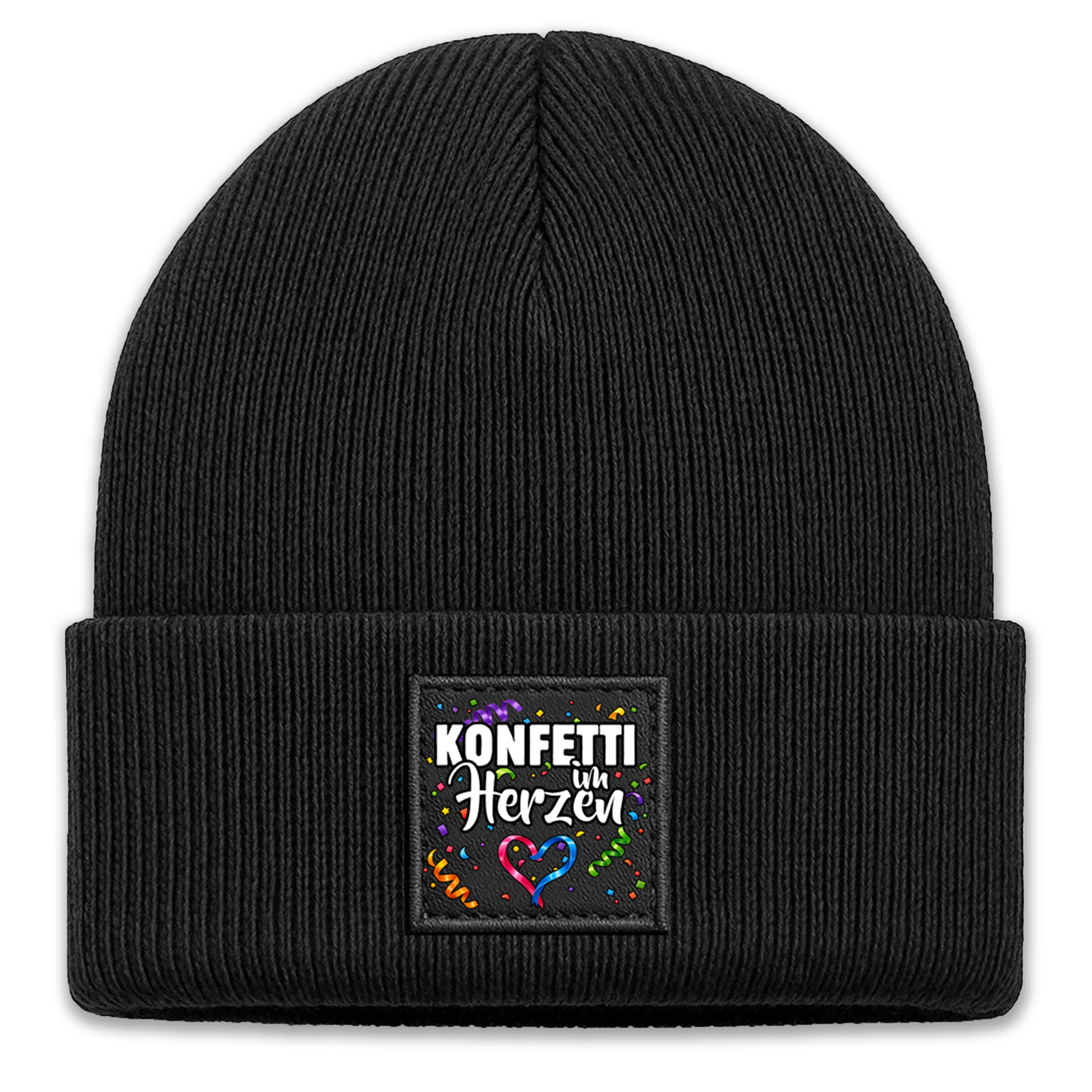 Unikatolo Mütze Konfetti im Herzen bedruckt schwarz
