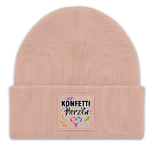 Unikatolo Mütze Konfetti im Herzen bedruckt rosa
