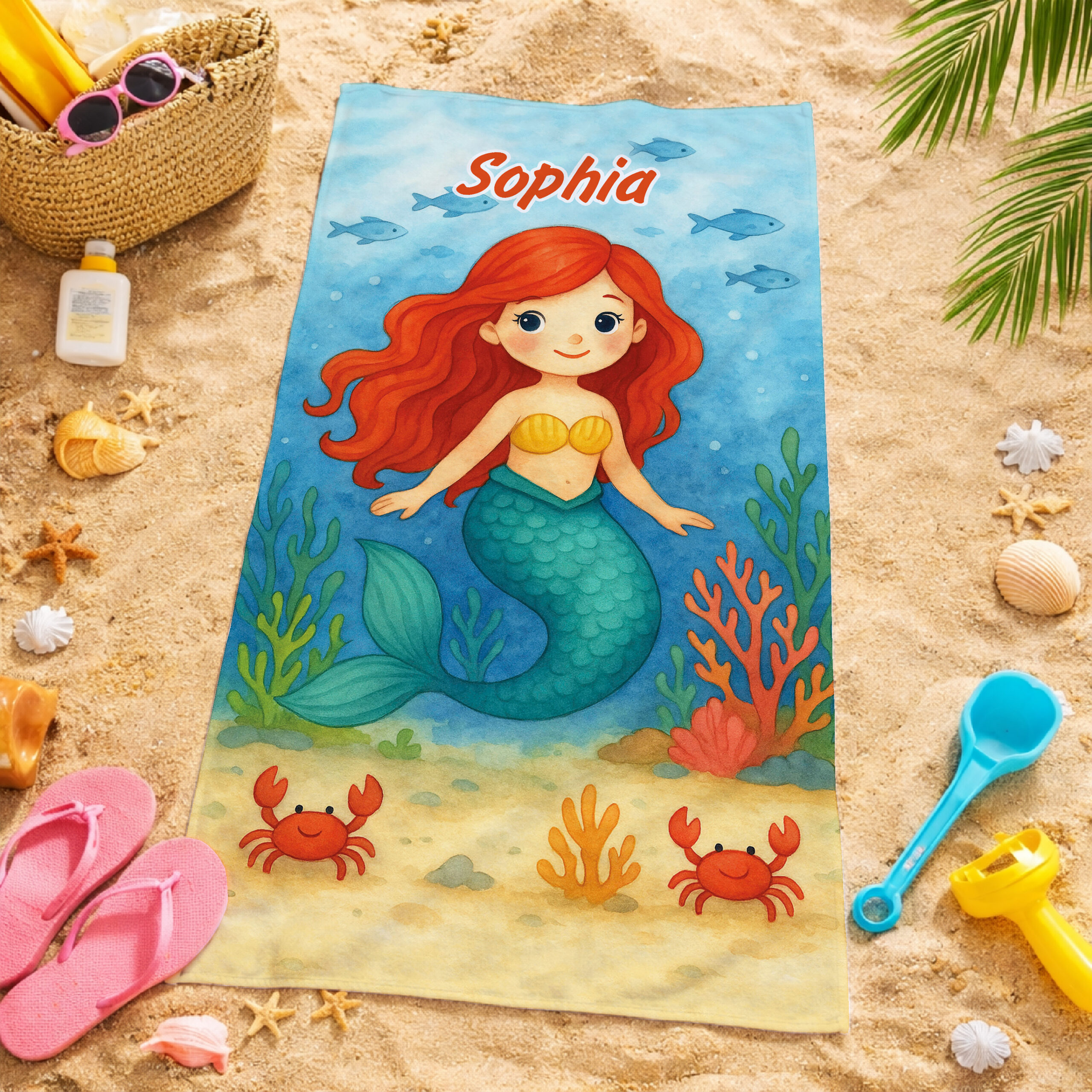 Unikatolo Kinder Handtuch Meerjungfrau mit Name personalisiert